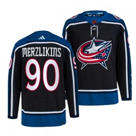 Columbus Blue Jackets Hockeydrakt Elvis Merzlikins 90 2022-23 Svart Reverse Retro 2.0 Adidas Authentic - Herre